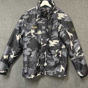 MOERDENG Mens Black & Grey Camo Waterproof Ski Jacket WARM Lined W/Pockets Sz S